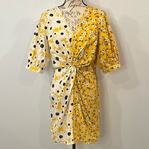 ASOS twist sunflower floral cotton mini dress 10